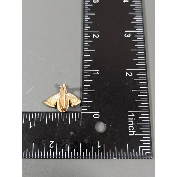 Rhinestone Pave Bumble Bee Pin Brooch Small Gold Tone Black enamel - Picture 5 of 5